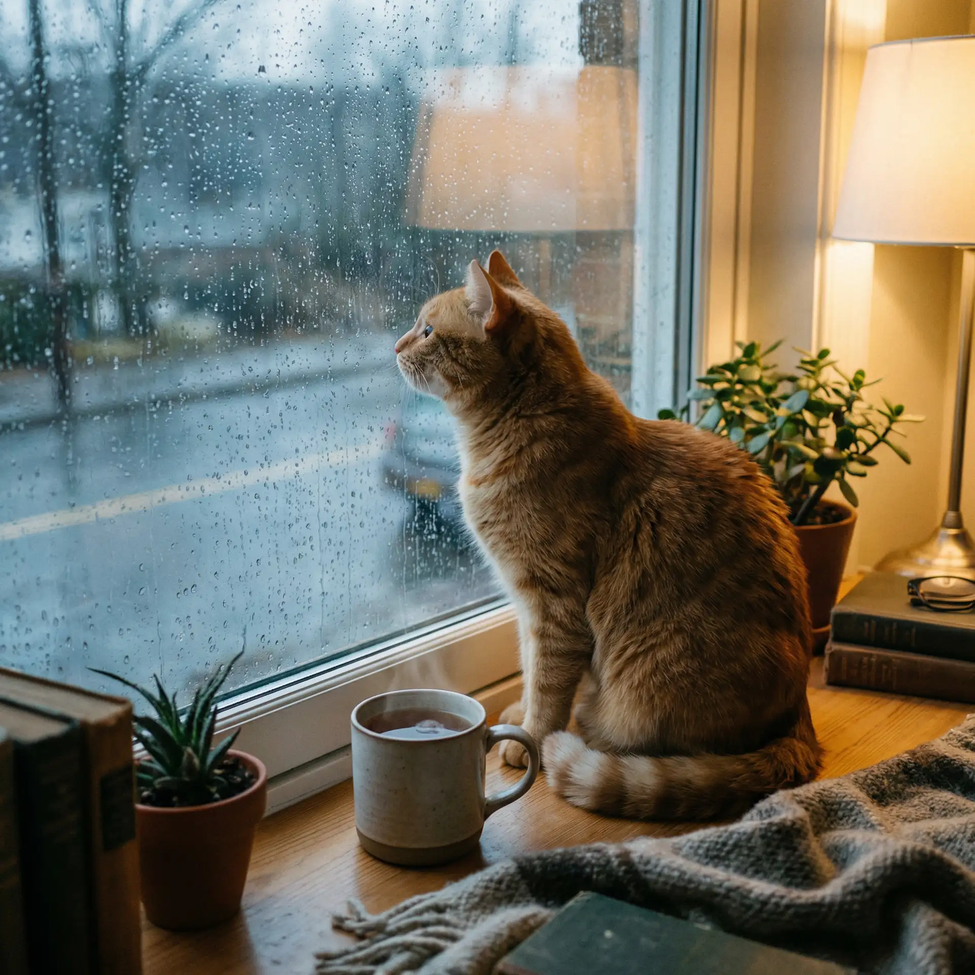 猫咪望着窗外的雨 - 1819macbookpro18